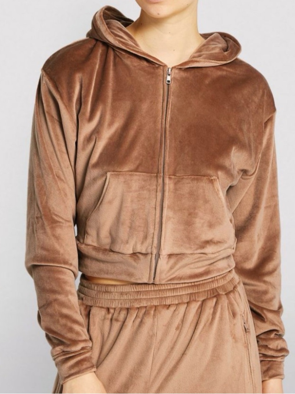 Skims Plush Cropped Hooded Zip Jacket